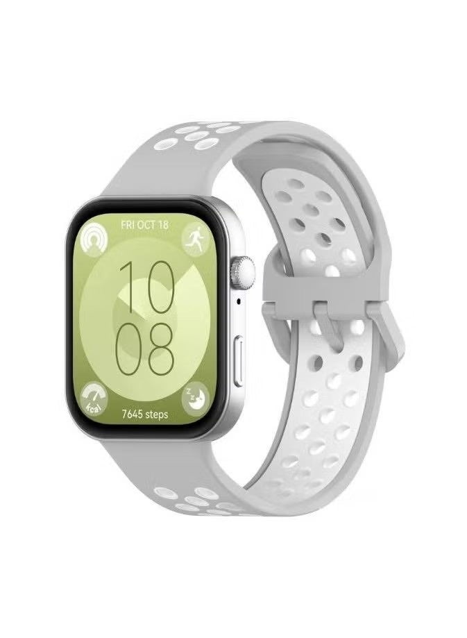 قطعتان من سوار ساعة رياضية من السيليكون لساعات هواوي الذكية Fit 3/Fit 4/Fit 4 Pro، باللونين الأسود والأبيض. - Image 4