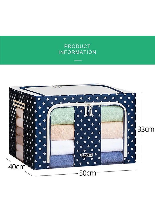 JCB CHIC صندوق تخزين قابل للتكديس صندوق تخزين شفاف من النايلون الشبكي الصلب بإطار شبكي شفاف رف لحاف الملابس بطانية وسادة بطانية حامل أحذية منظم حاوية شفافة نافذة شفافة سحاب مزدوج قابل للطي (B66L-2PCS) - Image 2