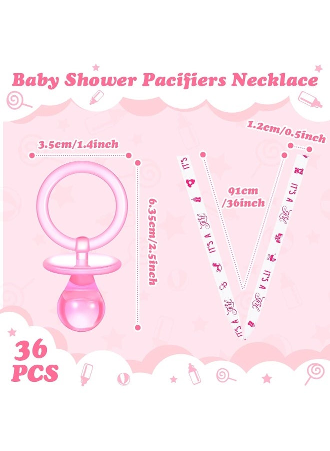 Coume 36Pcs Baby Shower Pacifiers Necklace Acrylic Baby Pacifiers Party Favors Pacifiers Charm Pacifiers Necklace for Girls Boys Baby Shower Party Decorations Gender Reveal Table Scatter (White, Pink) - Image 3
