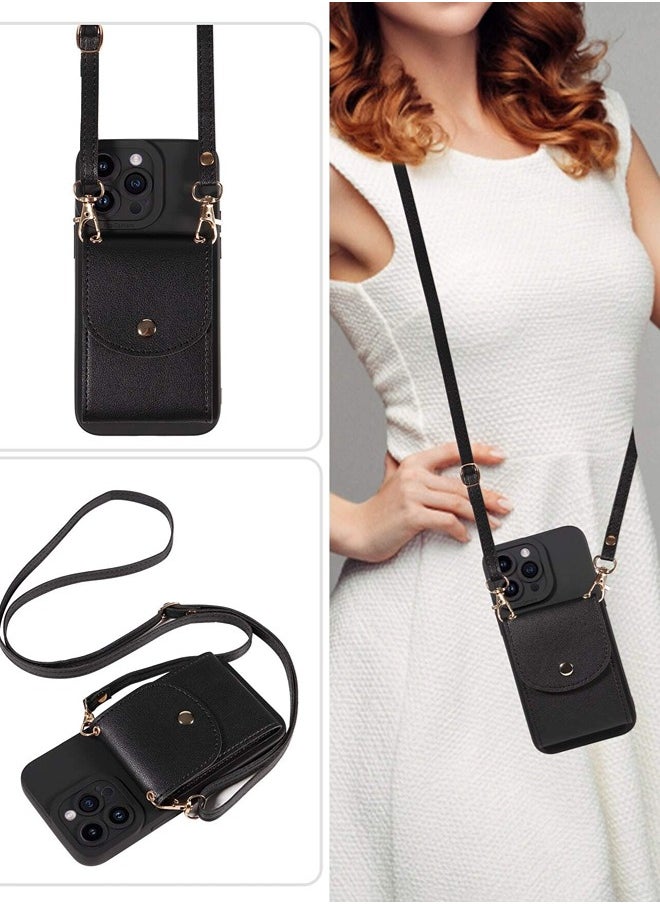 ShebSheb iPhone 14 Pro Case with Card Holder for Women, iPhone 14 Pro Cover Wallet with Strap Credit Card Slots Crossbody  - Image 2