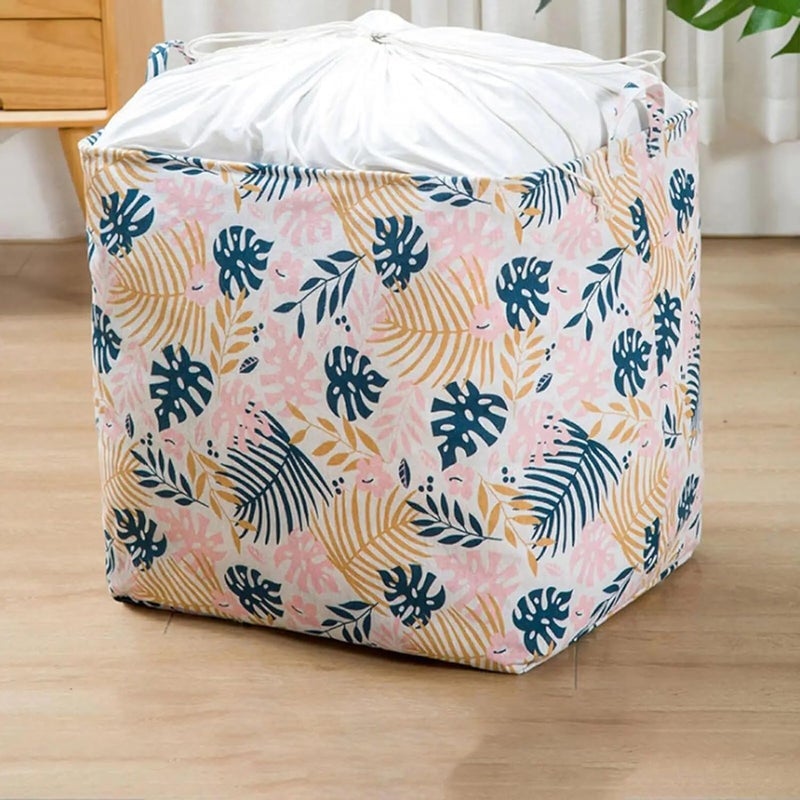 Clothes Storage Bag, Large Wardrobe Organizer with Steel Frame, Zipper and Handles, Moisture-Resistant Box for Blankets, Bedding, Closet and Under Bed, C-544, Trees - Image 1