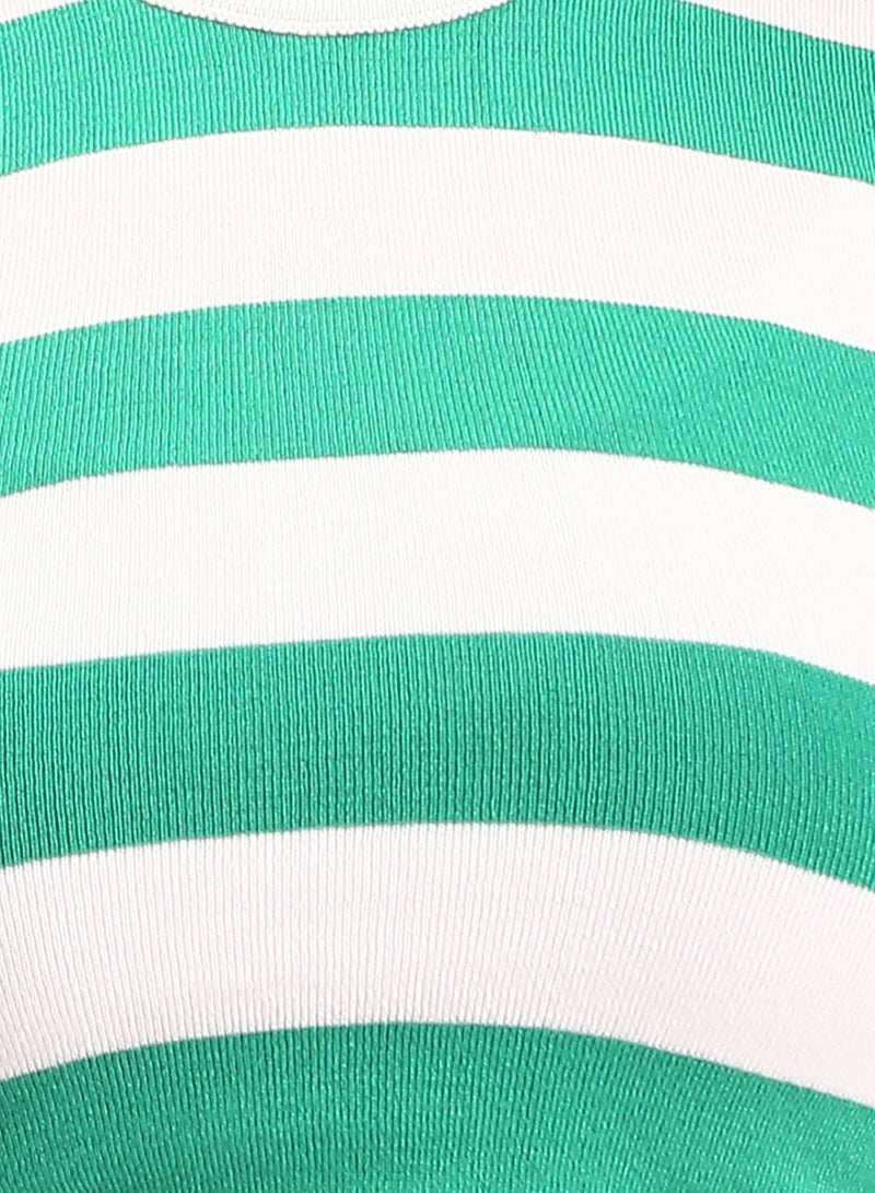 RAVIN Women Awning Stripes Sleeveless Summer Top Green White - Image 3