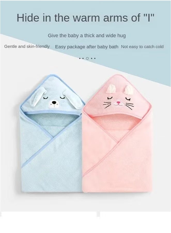 MLADEN Baby Hooded Towels Coral Velvet Baby Bath Blanket, Newborn Bathrobe, Newborn Towel Set with Hood, Soft and Super Absorbent Bath Towel for Babies Boy and Girl 0-3 Years,80x80cm - Image 4