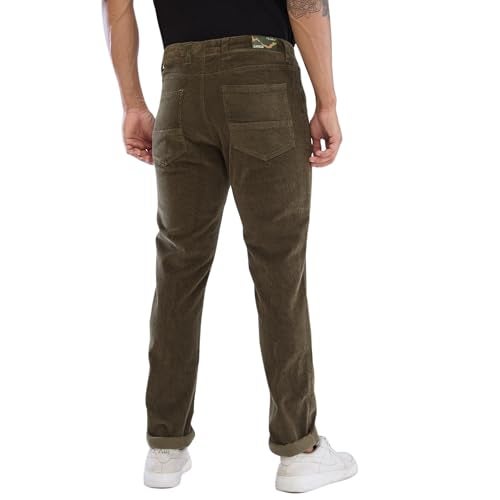 Spykar Regular Fit Cotton Green Trousers for Men (Size: 30)-MTR5P2BD008-Olive Green - Image 3