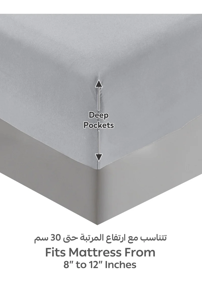دوناتيلا Bedding Fitted Sheet - Fits 120x200 Cm For Single Bed - 2 Pcs (1 Fitted Sheet and 2 Pillowcases) - 35 Cm Deep Pocket - Solid Bed Sheet
