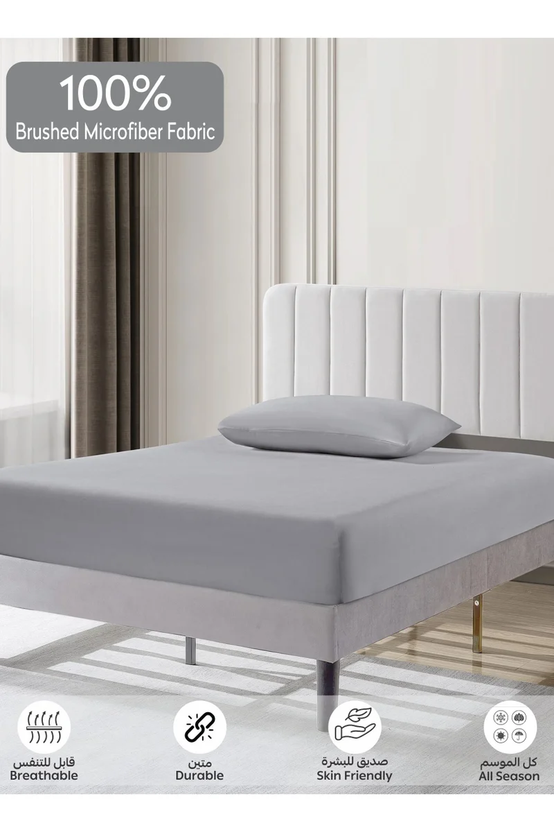 دوناتيلا Bedding Fitted Sheet - Fits 120x200 Cm For Single Bed - 2 Pcs (1 Fitted Sheet and 2 Pillowcases) - 35 Cm Deep Pocket - Solid Bed Sheet