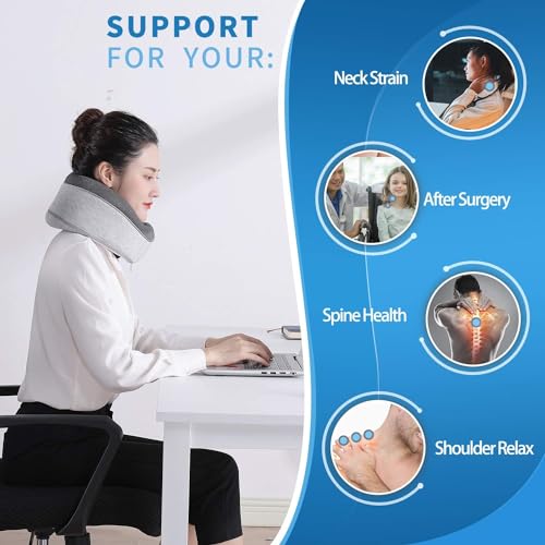 2Buds Travel Memory Foam Neck Pillows For Airplanes - 360° Head Support Sleeping Essentials For Long Flight [Grey] - Image 3