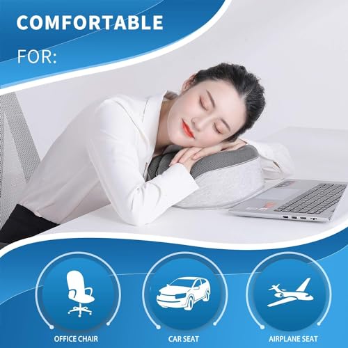 2Buds Travel Memory Foam Neck Pillows For Airplanes - 360° Head Support Sleeping Essentials For Long Flight [Grey] - Image 5