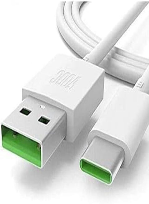 Super VOOC Flash Charging C-Type Data Sync Charging Cable for All Oppo Type C Compatible Smartphones,100cm Type C USB (Compatible with Oppo R15/RENO/RENO2/RENO2 Z/Reno F/Realme X3/XT, White,)