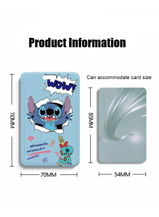 STITCH Blue Stitch Cartoon ID Card Holder with Retractable Lanyard, Badge Holder for Student School Card, Bus Card, Work ID Badge - Image 2