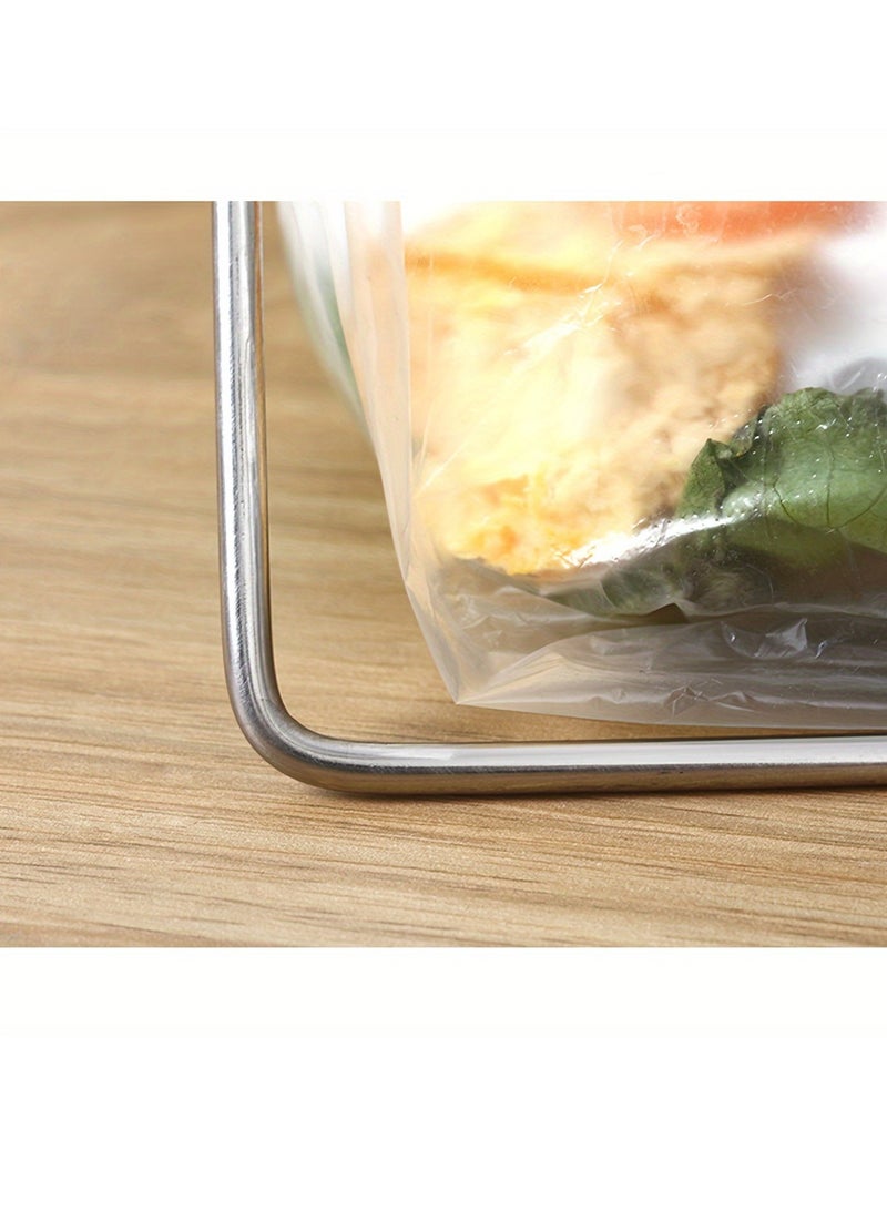 1pc bag holder, desktop trash bag holder, stainless steel multi-purpose rag towel holder for food storage bags and trash bags, kitchen organizers and storage  - Image 3