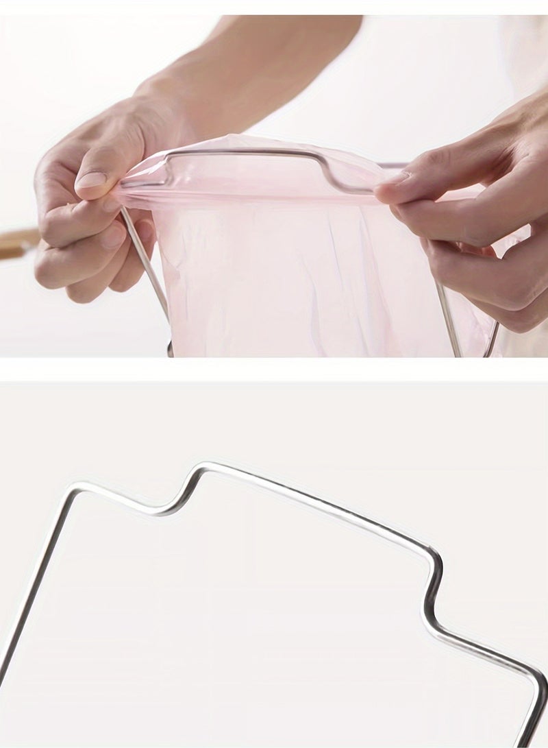 1pc bag holder, desktop trash bag holder, stainless steel multi-purpose rag towel holder for food storage bags and trash bags, kitchen organizers and storage  - Image 4