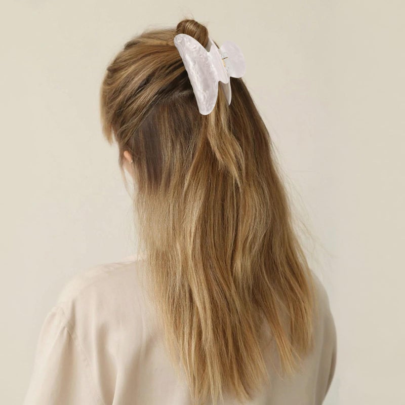 Canitor White Hair Claw Clips for Women Acrylic Marbled Hair Clips for Thick Thin Hair Emi Cute Hair Accessories for Girls Teen Gifts Stocking Stuffers - Image 2