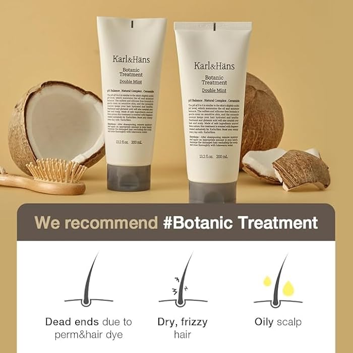 Karl&Hans Botanic Double Mint Conditioner Hair Treatment -Organic, Silicone-Free, Revitalizing Care for Frizzy Hair with Ceramide & Natural Extracts for All Hair Types, 6.76 fl oz - Image 5