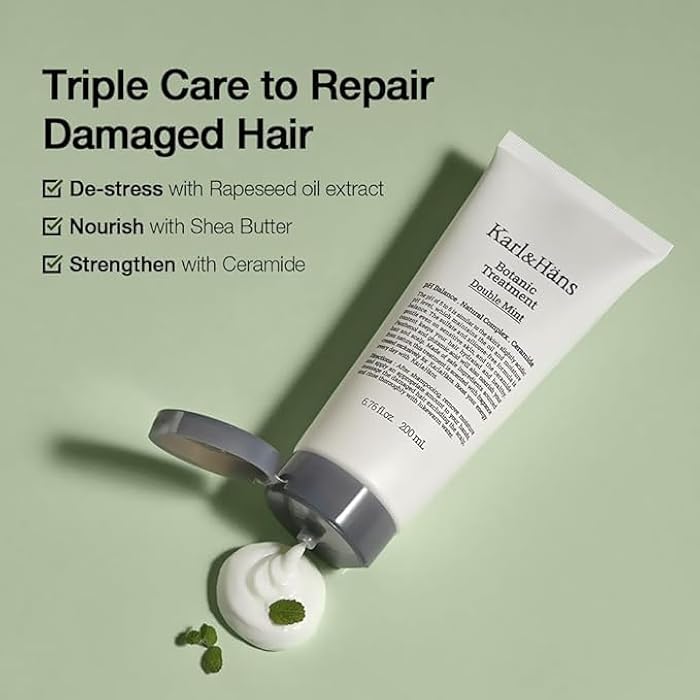 Karl&Hans Botanic Double Mint Conditioner Hair Treatment -Organic, Silicone-Free, Revitalizing Care for Frizzy Hair with Ceramide & Natural Extracts for All Hair Types, 6.76 fl oz - Image 3