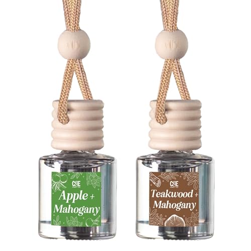CE CRAFT CANDECraftCo Car Air Hanging Fragrance Oil, Car Auto Freshener for Essential Oils, Scents Fragrance Aromatherapy Automobile Diffuser, Long Lasting (Apple & Mahogany + Teawkood & Mahogany) - Image 1