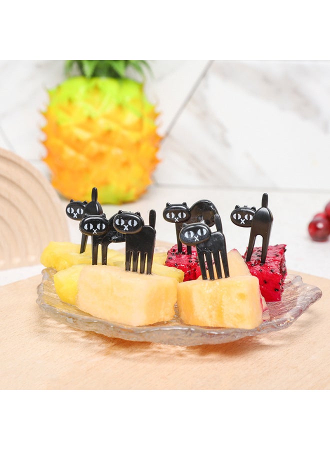 Japanese Cartoon Fruit Fork Cute Animal Fruit Fork Children Baby Special Fruit Sign Wholesale-Color:Fruit Fork/black Cat (OPP Bag)  - Image 1