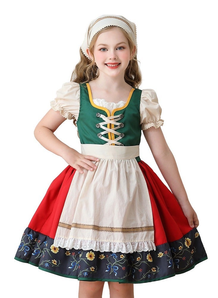 general Girls German Dirndl Dresses Outfit Fraulein Oktoberfest Costumes Kids Kids Halloween Maid Dress for Girls Beer Festival Outfit - Image 5