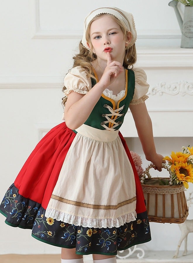 general Girls German Dirndl Dresses Outfit Fraulein Oktoberfest Costumes Kids Kids Halloween Maid Dress for Girls Beer Festival Outfit - Image 4