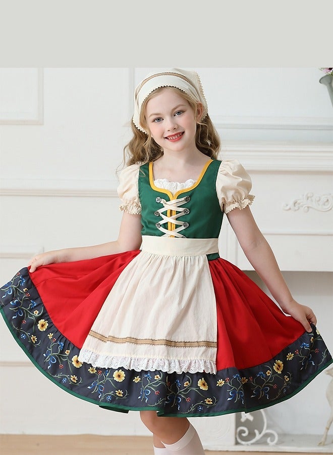 general Girls German Dirndl Dresses Outfit Fraulein Oktoberfest Costumes Kids Kids Halloween Maid Dress for Girls Beer Festival Outfit - Image 2