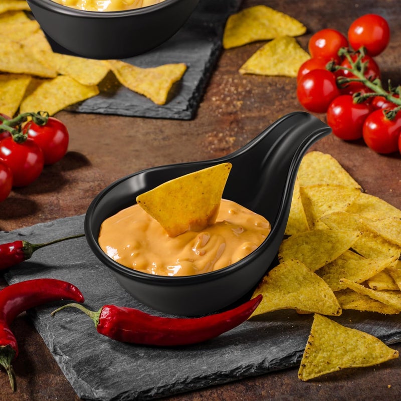 Flexzion Ceramic Dipping Bowls Small Bowls for Dipping with Handle Condiment Cups Soy Sauce Dish Porcelain Ramekins Sauce Holders Containers for Small Side Dishes Dips  3 oz Set of 6 Black - Image 2