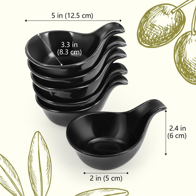 Flexzion Ceramic Dipping Bowls Small Bowls for Dipping with Handle Condiment Cups Soy Sauce Dish Porcelain Ramekins Sauce Holders Containers for Small Side Dishes Dips  3 oz Set of 6 Black - Image 4