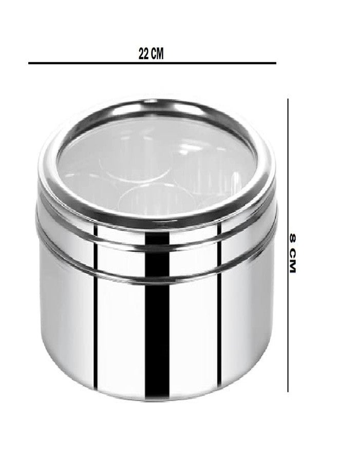 GREEVA Stainless Steel Masala Dabba/Spice Box Masala Box for Kitchen Container Set 7 And Small Spoon Airtight Masala Dabba Organiser with See-Through Lid (2.5 Ltr) - Image 4
