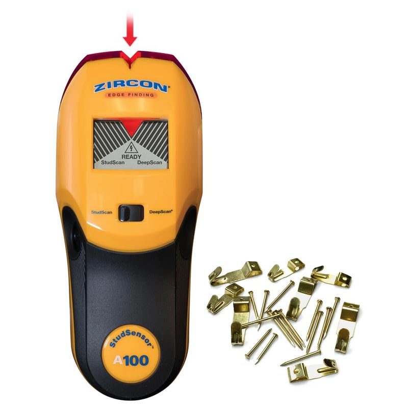 Zircon A100 Studsensor With Bonus Picture Hanging Kit - Accurate Wood & Metal Stud Finder  Detects Live Wires  Includes Hooks  Nails & Hangers For Frames  Mirrors & Home D?Cor - Image 1