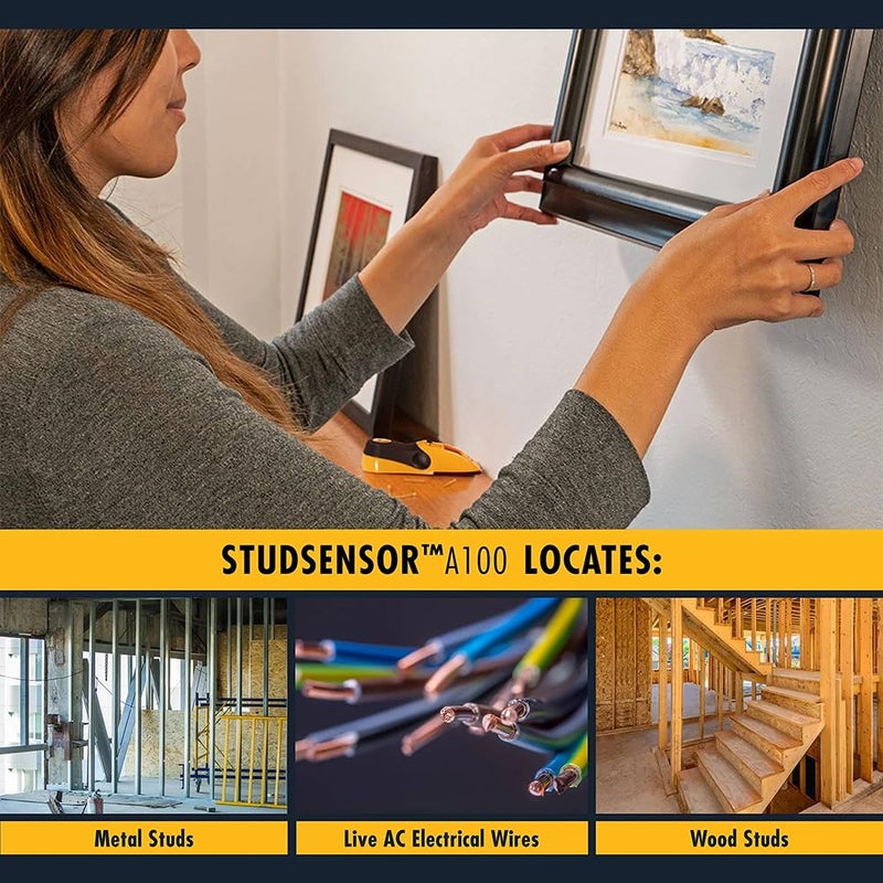 Zircon A100 Studsensor With Bonus Picture Hanging Kit - Accurate Wood & Metal Stud Finder  Detects Live Wires  Includes Hooks  Nails & Hangers For Frames  Mirrors & Home D?Cor - Image 4