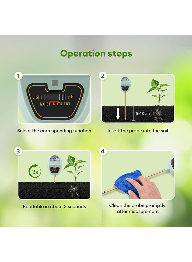 Generic 4 in 1 Digital LCD Soil pH Meter Soil Fertility Moisture Light Nutrient Detector 90° Foldable Plant Cultivation Garden Tools  - Image 3