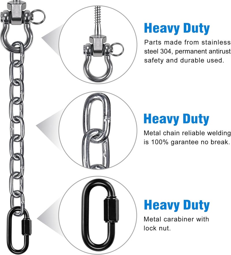 BeneLabel Hanging Kits Hammock Chair Hardware, Screw Bracket Heavy Duty Swing Hook and 1M Chain for Indoor Outdoor Playground Hanging Chair Hammock Chair Punching Bags, 450KG Capacity - Image 4