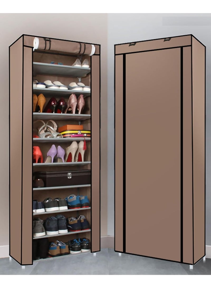 DubaiGallery 9 Tier Shoes Rack, 27 Pairs Shoe Storage Organizer with Dustproof Cover, Non-Woven Shoe Shelf, Vertical Shoe Stand for Entryway Corridor Closet Garage Balcony Living Room - Image 2