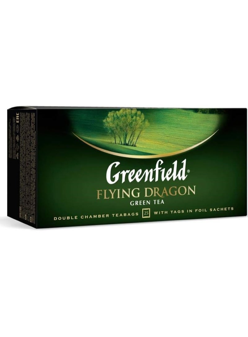 Greenfield Green Tea Fly Dragon 25 Tea Bags 50 Gm - Image 2