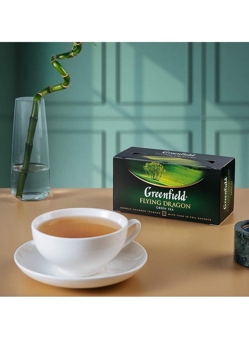Greenfield Green Tea Fly Dragon 25 Tea Bags 50 Gm - Image 4