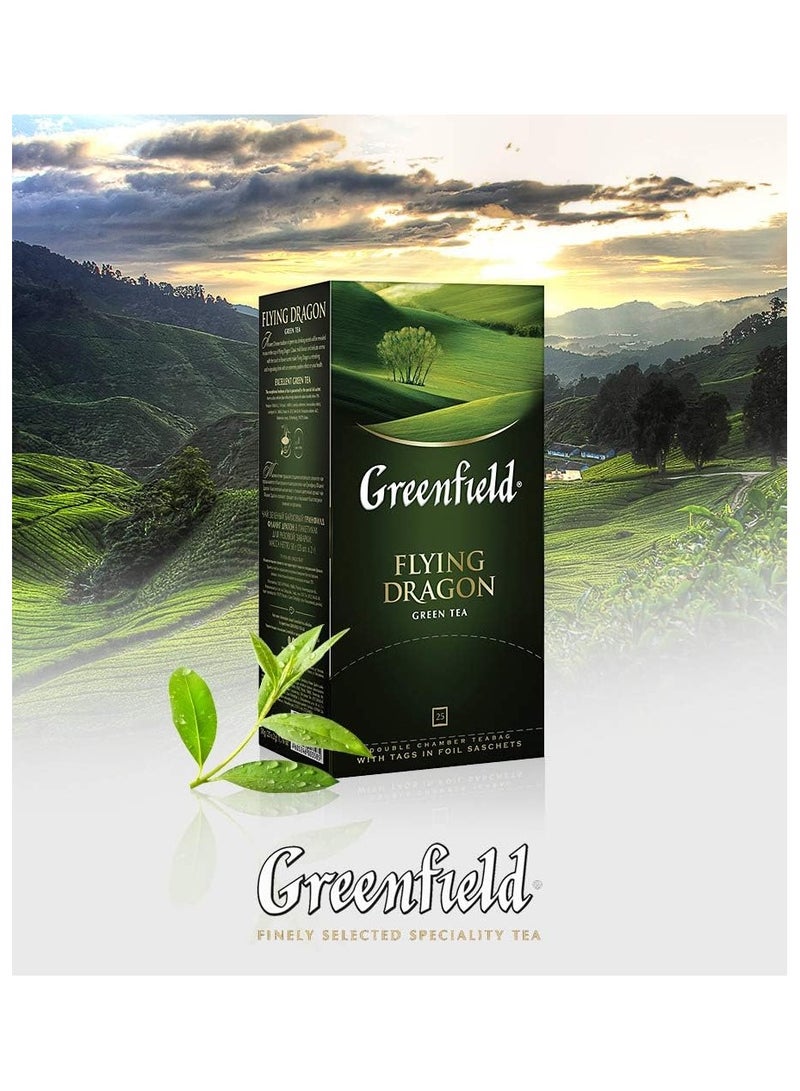 Greenfield Green Tea Fly Dragon 25 Tea Bags 50 Gm - Image 5