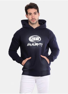 Trendy Printed Navy Blue Hoodie