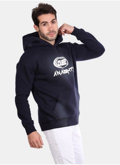 WHITE RABBIT Trendy Printed Navy Blue Hoodie  - Image 4