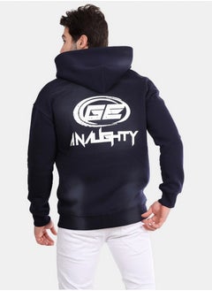 WHITE RABBIT Trendy Printed Navy Blue Hoodie  - Image 3