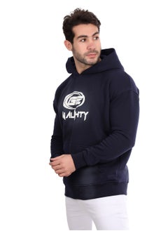 WHITE RABBIT Trendy Printed Navy Blue Hoodie  - Image 2