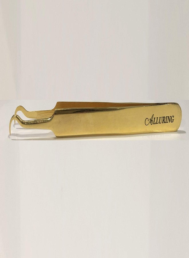 Alluring Gold Tweezers for Eyelash Extension for Volume Lashes 3D, 5D & 6D lashes - Image 1
