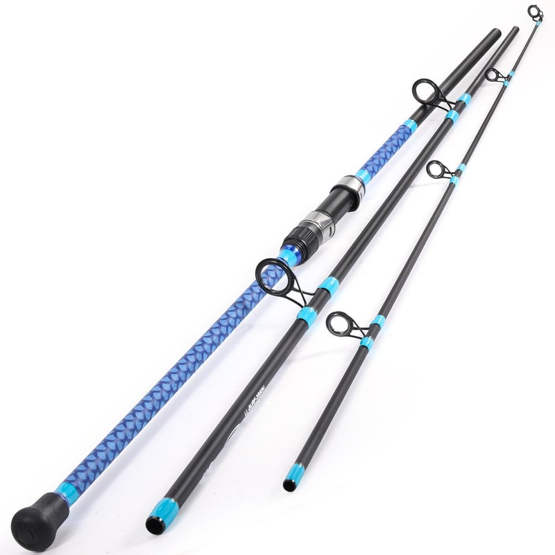 Sougayilang Sougayilang Surf Fishing Rod Carbon Fibre 3-Section Surf Spinning Fishing Rod Saltwater Travel Carp Fishing Rod (2.7/3.0/3.3/3.6M)-LL30 - Image 1