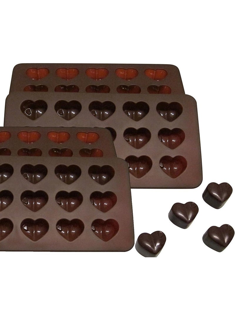 Silicone Heart Chocolate Mold, Candy Molds for Party, Wedding, Jelly, Heart Shaped Ice Cube, Pack of 4 - Image 1
