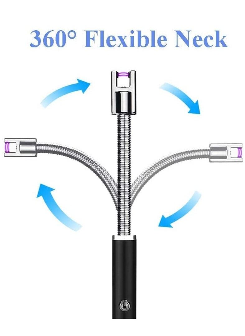 SKY-TOUCH - 360 درجة يندبروف عديمة اللهب مرنة الرقبة طويلة USB نوع C قابلة للشحن شمعة كهربائية قوس أخف مع شاشة LED للبطارية - Image 1