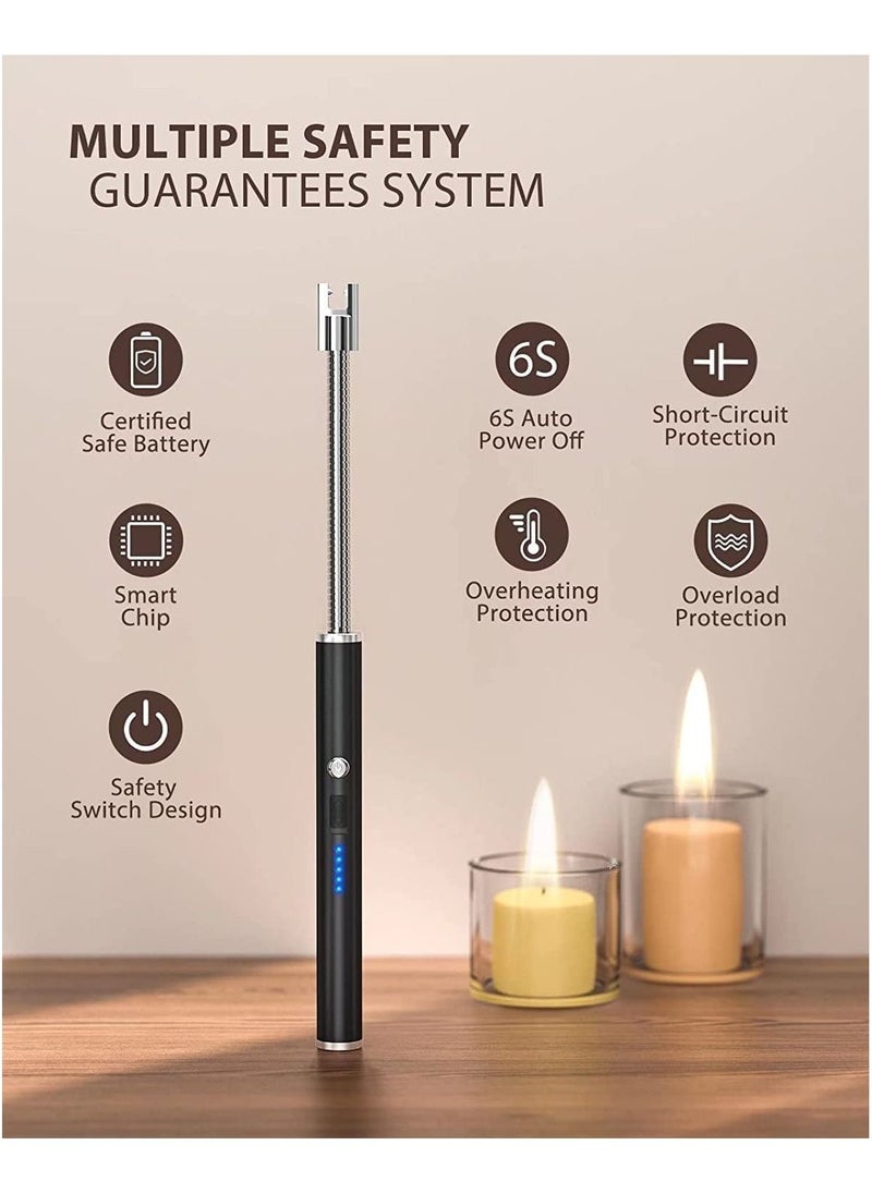 SKY-TOUCH - 360 درجة يندبروف عديمة اللهب مرنة الرقبة طويلة USB نوع C قابلة للشحن شمعة كهربائية قوس أخف مع شاشة LED للبطارية - Image 1