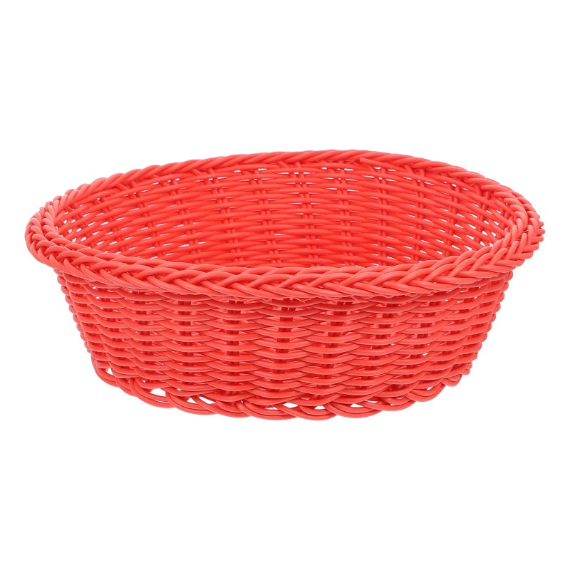 Large Red Plastic Rattan Woven Fruit Organizer Basket Snack Serving Tray Kitchen Dining Picnic - Image 2