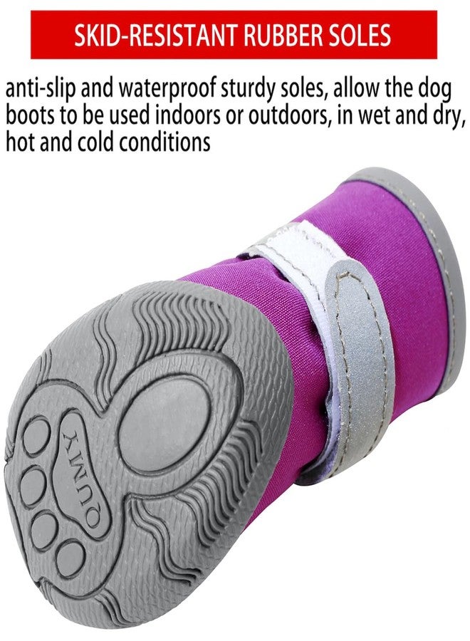 QUMY Dog Shoes for Small Dogs, Puppy Dog Boots & Paw Protector for Winter Snow Day, Summer Hot Pavement, Waterproof in Rain Weather, Ourdoor Hiking, Indoor Hardfloors Skid-resistant Sole Purple Size 4 - Image 4