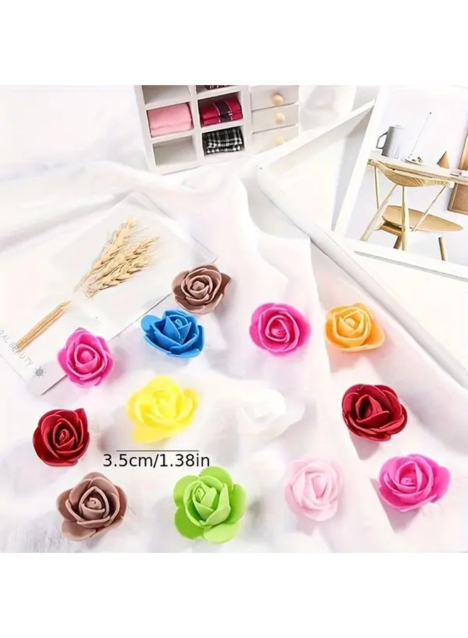 300pcs Rose Red PU Artificial Rose Heads with Stems Realistic Blooms for Wedding Bouquets Home Decor - Image 2