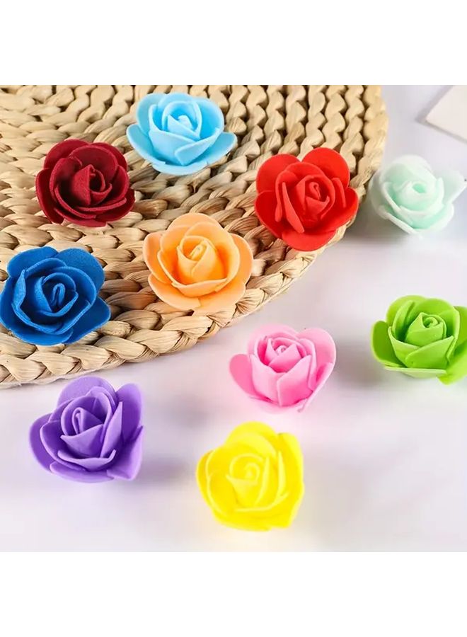 300pcs Rose Red PU Artificial Rose Heads with Stems Realistic Blooms for Wedding Bouquets Home Decor - Image 4