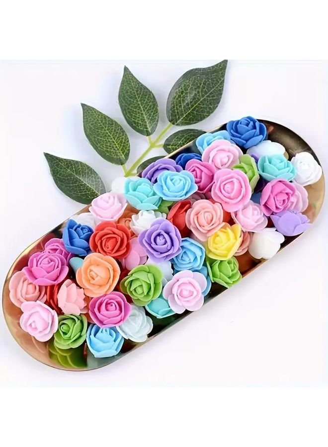 300pcs Rose Red PU Artificial Rose Heads with Stems Realistic Blooms for Wedding Bouquets Home Decor - Image 3