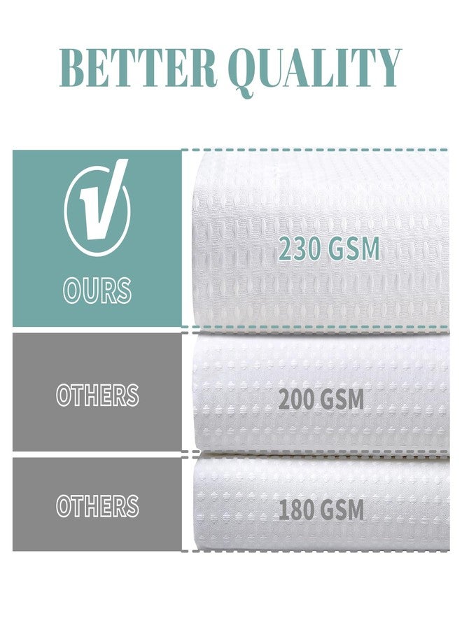eachope White No Hook Waffle Weave Shower Curtain with snap-in Liner Replacement, 230GSM Waterproof Fabric Hotel Shower Curtain Set for Bathroom, Through Mesh Top Window,71Wx74H - Image 2